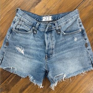 We The Free Light Blue Frayed Jean Shorts